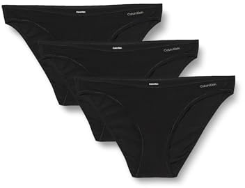 Calvin Klein Pack de 3 Braguitas Tipo Bikini de Algodón Elástico para Mujer, Negro (Black/Black/Black), M