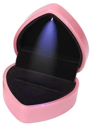 Baoblaze Herzförmige LED-Ringbox, Schmuck-Geschenkboxen, Schmuckvitrine mit Licht für Heiratsantrag, Verlobung, Hochzeit, Valentinstag, Rosa