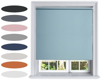 Lister Cartwright Blackout Plain Roller Blinds Windows Blind Easy Fit Child Safety Included (Blue, 150 cm Width x 160 cm Drop)
