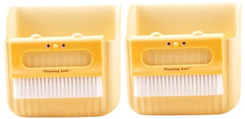 Amosfun 2ensembles Brosse Et Mini Balayette avec Pelle pour Nettoyage De Bureau Outils De Nettoyage pour Clavier Et Voiture Design Compact Et Couleur Jaune