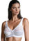 COSHAL® Non-Wired Womens Floral Lace Non-Wired Bra Firm Control Soft Cup Satin Lace Bra - Women’s Non-Wired Full Cup Non-Padded Underwear Bra White 44B