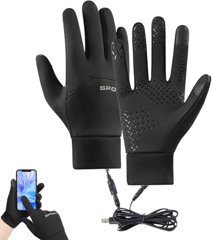 Beheizte Handschuhe USB Winter – beheizte Handschuhe für den Winter, Handschuhe mit Touchscreen, winddicht, aufheizbar, für Radsport, beheizte Winterhandschuhe für Outdoor-Ausrüstung, Motorrad