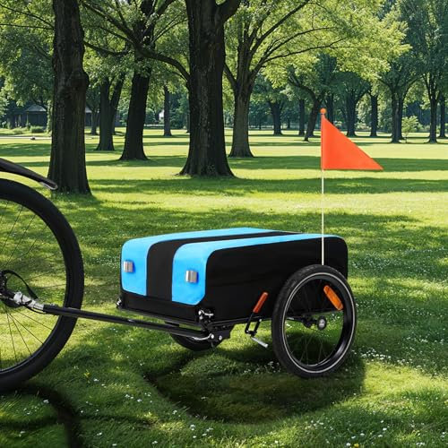 SEPNINE® Fahrrad Lastenanhänger mit Abdeckplane, Transportanhänger aus Stahlrahmen, Robuster Fahrradanhänger, Maximale Tragfähigkeit 40 kg