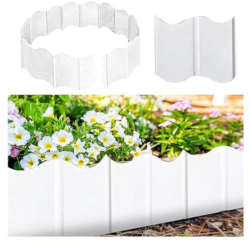 LGJEGD Garteneinfassung for den Landschaftsbau, 5,5 x 10 Fuß, Blumenbeeteinfassung, Landschaftseinfassung (White)