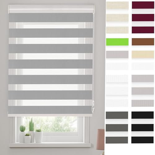 Dachfensterrollo 95x240cm Verdunkelungsrollo für Kinderzimmer Schlafzimmer Hellgrau mit Montagezubehör