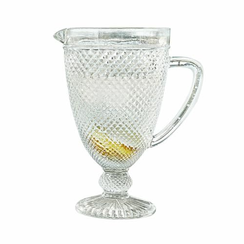 LOBERON Krug Santerre, klar | Strukturiertes Diamantmuster, Spülmaschinenfest, Ergonomischer Henkel, Fasst ca. 1 Liter, Karaffe, Tischaccessoire, Glas
