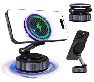 KOQQQ Upgraded Vacuum Magnetic Mobile Phone Holder Car, 15W Handyhalterung Auto Magnet, 360° Rotatable for Car/Mirror, Magnetic Phone Holder für iPhone & Android