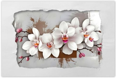 H10403M_WFNS1E Stickers muraux Motif orchidée blanche 60 x 40 cm