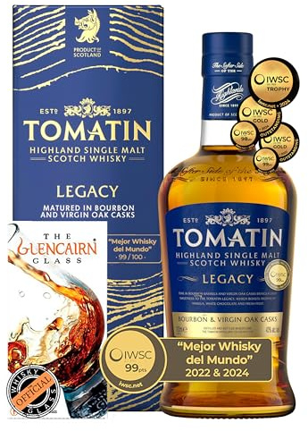 TOMATIN SINGLE MALT WHISKY LEGACY + COPA OFICIAL DE WHISKY GLENCAIRN