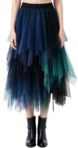 SAIIURV Gonna in Tulle da Donna, Gonna a Pieghe a Rete Irregolare in Tulle, Lunga in Tutu, Gonna a Rete da Principessa, per Quotidiana, Prom, Party