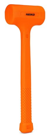 NEIKO 02843A Dead Blow Hammer, 1.5 Pounds, Neon Orange Deadblow Hammers, Mallet, Spark and Rebound Resistant, Unibody Molded, Soft Blow Rubber, Checkered Grip, Steel Shot and Core