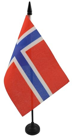 AZ FLAG Bordsflagga Norge 15x10 cm Bordsbanér Norsk 100D Polyester Plastfot