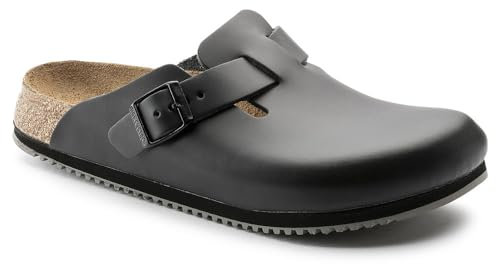 Birkenstock Clog Boston Super Grip, Naturleder, schwarz, Weite normal, Größe 37 (Damen-/Herren-Clog Sandale Sandalette Pantoffel Pantolette Latsche Halbschuh Ristriemen Clogs Clogen Schluffen)