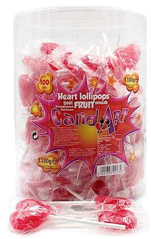 Sucettes Coeur Fruit 1200 Grs (+/-100 Pcs)