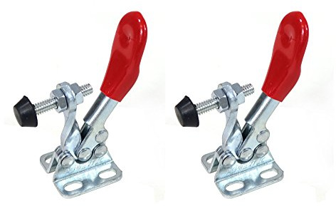 POWERTEC 20317 Knebelklemme, 27,2 kg Haltekapazität, 201 A Schnellspanner, horizontale Klemmen mit rutschfester Gummi-Druckspitze für Holzbearbeitungsvorrichtungen und Vorrichtungen, Schweißen,
