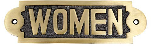 Renovators Supply Solid Brass Women Sign Plaque 2.18 H X 7 W Brass Metal Door Sign Lacquered Finish Home Or Office Women Restroom Door Sign Plaque Including Mounting Hardware