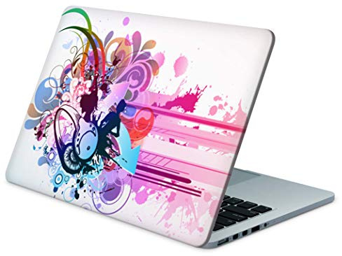 Skins4u Folie Sticker Skin Vinyl Aufkleber mit farbenfrohen Motiven für bis 17.3 Zoll 42x30cm Laptop Skin Decal Cover Headphones