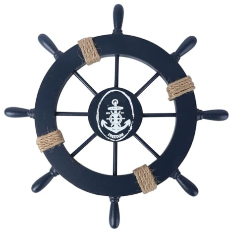 TOYANDONA Wooden Steering Wheel Decoration Coastal Decor Ships Wheel Decor Tiller Wall Sailboat Boat Make Bar Decoration Navy Vintage Nautical Bamboo