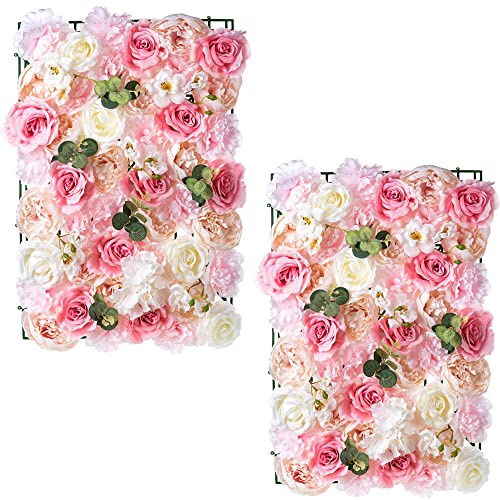 Rosa Seidenrosen Blumen-Wandpaneel, 40 cm x 60 cm, Hochzeit, Party, Kinderzimmer, Babyzimmer, Heimdekoration