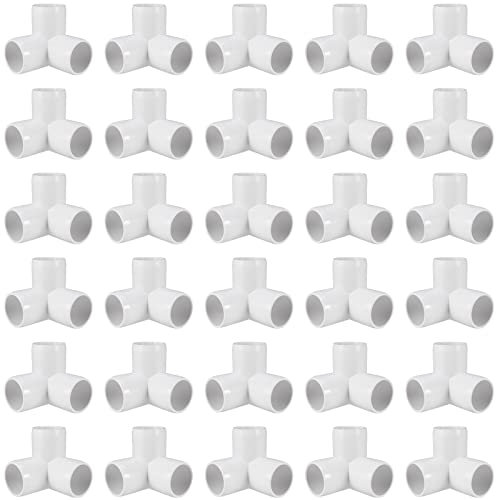 MANCHAP 30 Stück 2,5 cm 3-Wege-PVC-Schlauchverbinder, 90-Grad-Winkel, Eck-Eckauslass-T-Fitting, robuste PVC-Rohrverbinder, Möbelbeschläge, passend für 2,5 cm Rohre, weiß