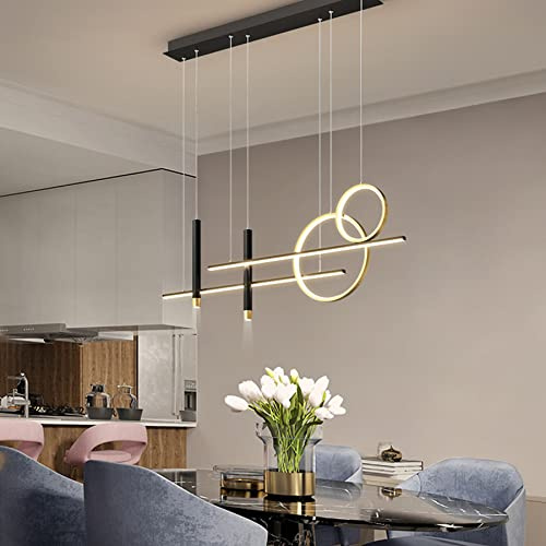 Hängeleuchte LED Pendelleuchte esstisch 62W Pendellampe Modern Höhenverstellbar Schwarze Farbe und goldene Kronleuchter Dimmbar mit Fernbedienung Hängeleuchte für Esszimmer Wohnzimmer Bar Büro lampe