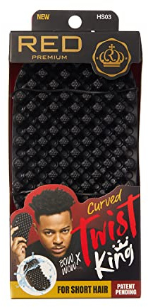 Red by Kiss Bow Wow X Twist King Luxury Twist Styler Washable, Durable, Crumb Free, Twist Brush for Afro Curl (Curved&Dense)