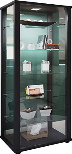 VCM vitrine en Verre Colonne Bois Verre vitrine de Collection vitrine de Verre vitrine Stand vitrine Kavisa L Noir