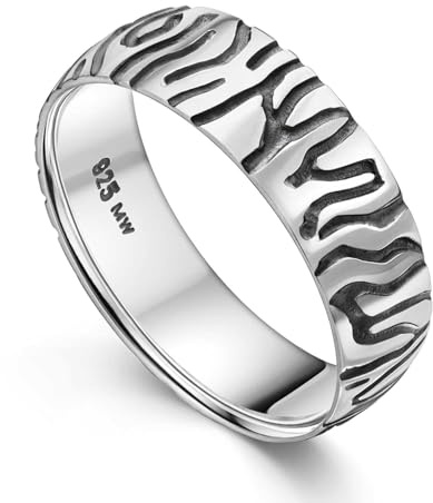 MATERIA by Matthias Wagner Damen Ring 925 Silber Zebra Muster - afrikanischer Silberring antik