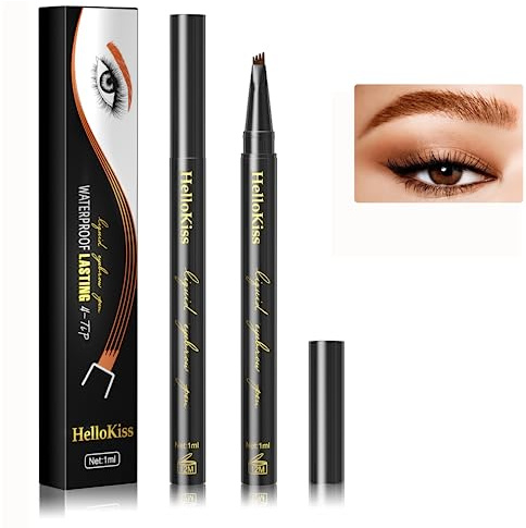 Augenbrauenstift mit 4 Fork Tips, Wasserdicht Langanhaltend Augenbrauenstift Microblading Augenbrauenstift mit Mikro-Gabelspitze-Applikator Eyebrow Pencil Eyebrow Pen für Natürlich Augen Make-up (01)
