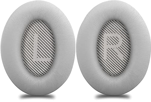 Link Dream Replacement Earpads Ear Cushions for Bose QuietComfort 35 (QC35 II) Soft Leather Headphones Replacement Ear Pads for Bose QC35 QC25 QC15/ Ae2 Ae2i Ae2w/ Sound Link/Sound True (Light Grey)