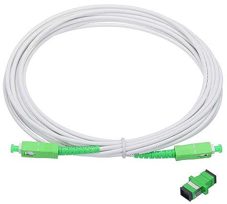 sourcing map 1Pcs 16.4Ft Single Mode Simplex OS2 Armored Fiber Optic Patch Cable LSZH SC/APC-SC/APC Jumper Optical White for Fiber Optic LAN Networks with Adapter