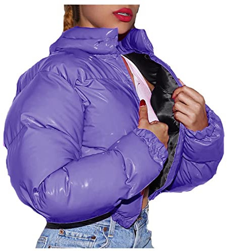 LOIJMK Chaqueta de plumón para mujer, abrigo corto y cálido, abrigo corto de invierno, chaqueta acolchada elegante para mujer, chaqueta de entretiempo, protección contra el frío, chaqueta para