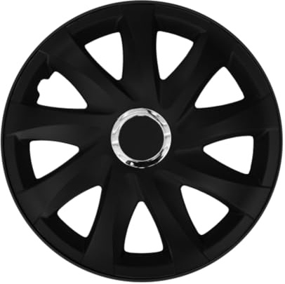 Luckyberg Radkappen 16 Zoll Drift | Zierkappen in vielen Farben, Radzierblenden 4er-Set für die meisten Automarken und Stahlfelgen. Felgenabdeckung für Autofelgen. (16 - SCHWARZ)