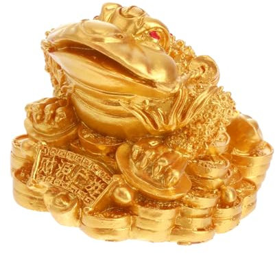 MAGICLULU 2stücke Feng Shui Geldkröte Figurine Aus Resin Goldene Dekoration Für Wohlstand Und Glück Für Büro Zuhause Oder Zu Besonderen Anlässen
