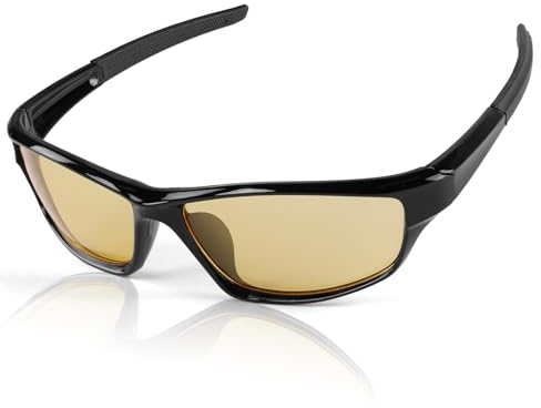 AUYAO Occhiali da Guida per la Visione Notturna, Occhiali da Sole Uomo Polarizzati, Occhiali da Guida HD, Occhiali da Sole Polarizzati Uv400, Occhiali da Sole Classici (Nero Giallo)