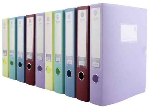 VIDETOL Box Files A4 Pack of 10, Plastic Deep File Holders 55mm, 5 Colors Foolscap Box File for Office Stationery Document File