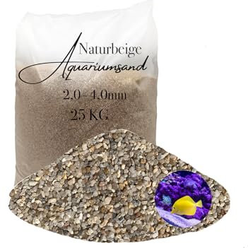 Aquariumsand Aquariumkies beige im 25 kg Sack, kantengerundet, gewaschen, ungefärbt 2,0-4,0 mm