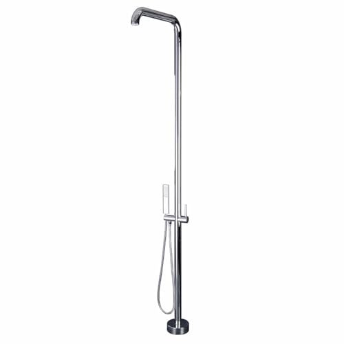 XJTNLB Gartendusche Aussendusche Freistehend Chrom Aussendusche Kalt Warm Campingduscheaußendusche mit Überkopfdusche, Handbrause-A