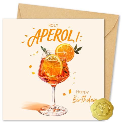 Vielucks Holy Aperoli Geburtstagskarte mit Umschlag und Aufkleber,Schöne Lustige Geburtstagskarte für Frau Freundin Freunde Mann,aperol geschenk deko - Happy Birthday