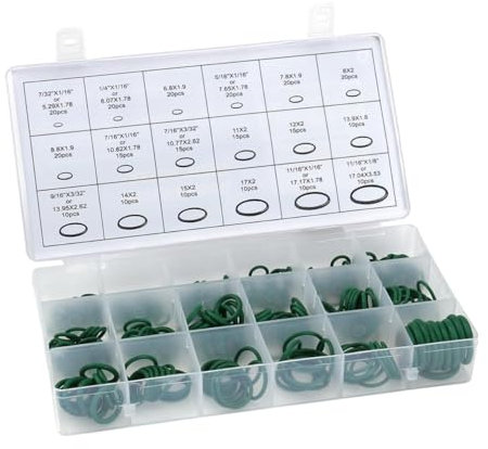 iplusmile 18 Größen Gummi-kit 270-teiliges Dichtungsset Hitzebeständiges Elastisches Grünes Dichtungsset Für Autoklimaanlagen