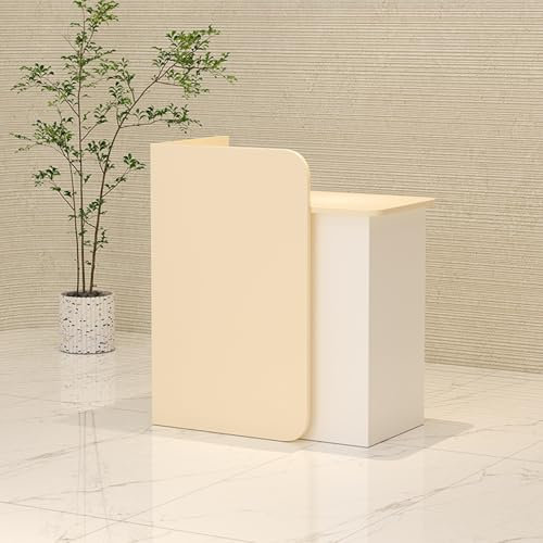 Empfangstheke,Kassentisch mit Schubladen,Empfangstresen,Rezeptionstresen,Rezeptionstisch,Bürotheke Rezeption Tisch mit privatem Panel für Salon Empfangsraum Kasse, Lobby(Light Yellow+White,100x45x95cm