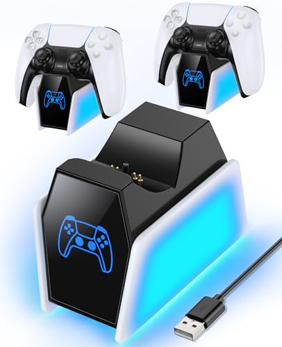 Chargeur Manette PS5, Station de Charge Manette PS5 Unique avec Indicateur LED, Station de Chargement Seule Compatible avec Manettes DualSense et Edge, Charger de Accessoire PS 5, 2 Paquets