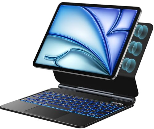 Vobafe Magic Tastatur Hülle für iPad Air 11 Zoll M3 2025/M2 2024, Air 5 4 Generation, iPad Pro 11 M5/M4 (2025/2024), Pro 11 4/3/2/1, Magnetische Keyboard mit Trackpad, 7-Beleuchtete, Schwarz