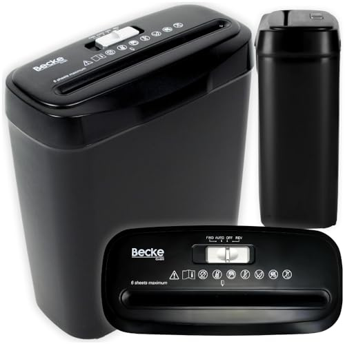 ZOLTA Becke Automatischer Streifen-Büro-Aktenvernichter - Professionell Home Office (Streifenschnitt, Schredder, elektrisch, 6 Blatt Papier, Reißwolf, 10 Liter Papierkorb, Sicherheitsstufe 2 DSGVO)