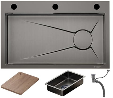 Générique Évier de Cuisine en Acier Inoxydable, évier de Services de Cuisine de la Station de Travail, pour Cuisine, Restaurant, Bar, buanderie, 304 Évier de Cuisine de Ferme en Acier Inoxydable