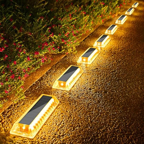 Lacasa Luces Solares LED Exterior Jardin, 8 Pack 50LM Luz Solar Exterior IP68 Impermeable Lámpara Solar Suelo, Auto ON/OFF Lamparas Solares Blanco Cálido para Terraza Patio Escaleras Camino Deck Valla