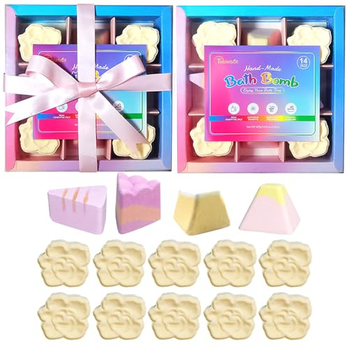 Tabletscit Bath Bombs Set 14 Count, Handmade with Natural Oils & Shea Butter, Moisturizing, Vegan & Cruelty Free, Luxury Spa Gift for Women, Wife, Mom for Birthday and Mothers Day