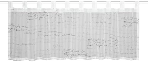 Gardinia Sehlbach Bistrogardine Voile All-Over-Schriftprint, Weiß, 135 x 45 cm Bistrogardine, Moderner Akzent, Lichtdurchlässig, Einfache Dekoration, Kreative Note