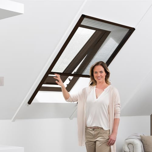 empasa Insektenschutz Fliegengitter Dachfenster Plissee Master Alurahmen | individuell zuschneidbar, als Selbstbausatz, verschiedene Größen und Farben, Farbe: braun, Größe: 65 x 120 cm