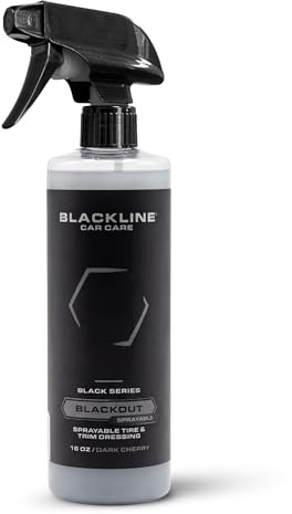 Blackline Blackout Sprayable Trim and Tire Dressing - Premium Satin Finish, No Sling, UV and Water Resistant - For Plastic, Rubber, Vinyl, and Tires - Safe for All Vehicles - 16 fl oz